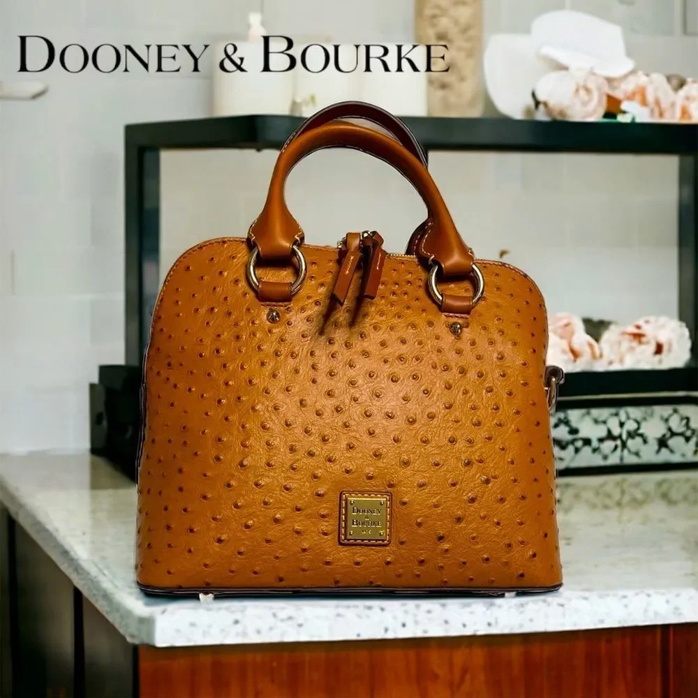 Dooney & Bourke Ostrich Cameron Satchel STYLE BOSTR1076CAKR Color Caramel